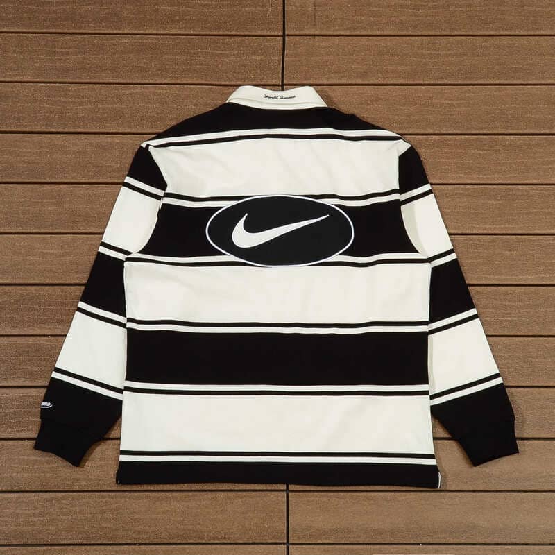 Camisa Supreme x Nike Stripe Rugby Preta/Branca