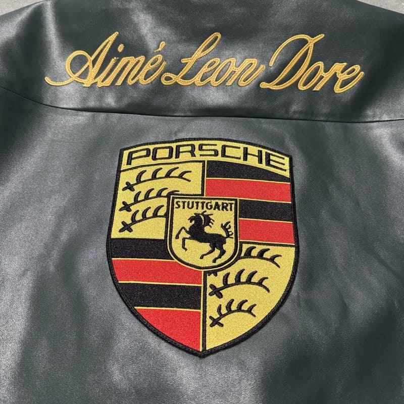 Jaqueta Aimé Leon Dore x Porsche 993 Turbo Racing Green 100% Couro