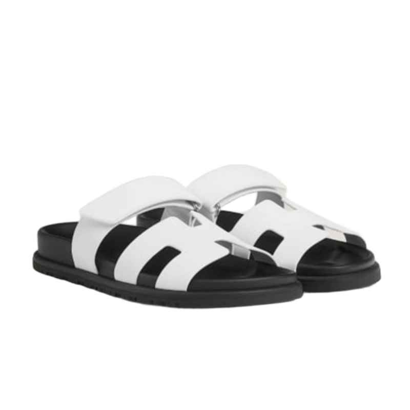 Sandália Hermès Chypre Preta/Branca