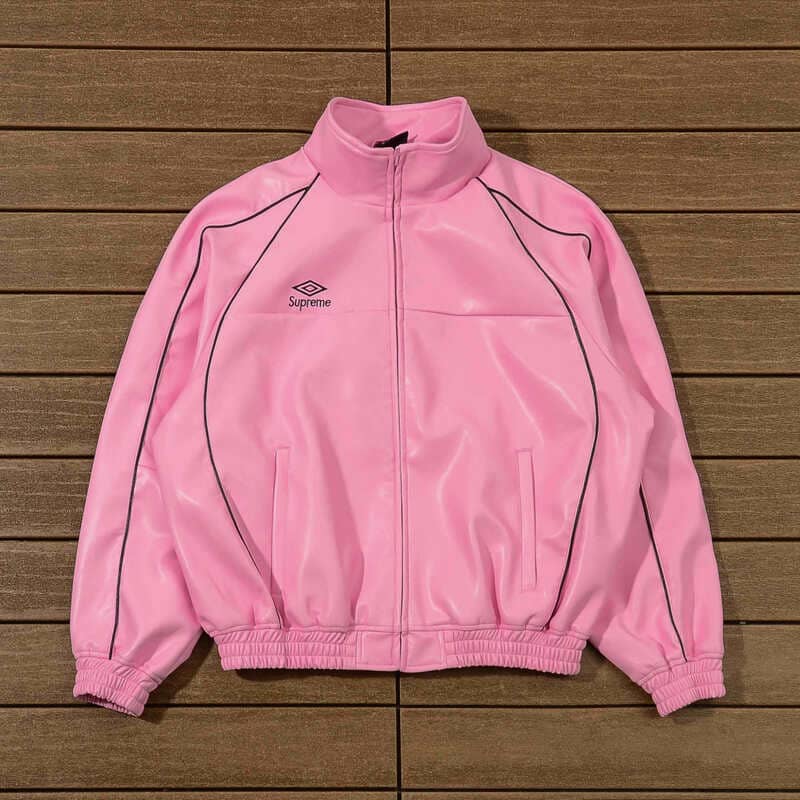 Jaqueta Supreme x Umbro Leather Track Pink