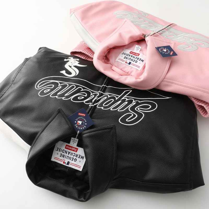 Jaqueta Supreme x Chicago White Sox Couro Varsity Black