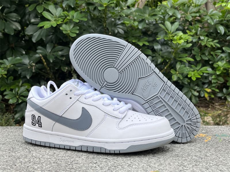 Supreme x Nike SB Dunk Low 94 White Metallic Silver