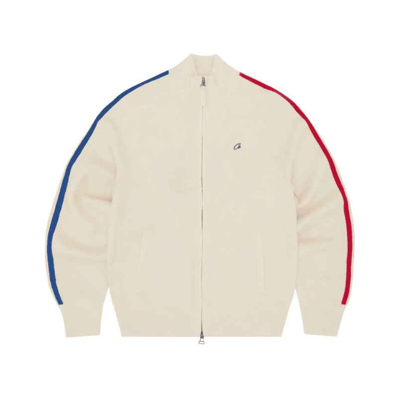 Jaqueta Corteiz Knit Zip Up Fleece Cream