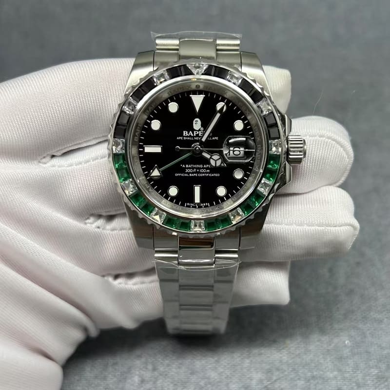 Relógio A Bathing Ape Bapex Type 2 Crystal Stone Verde/Preto