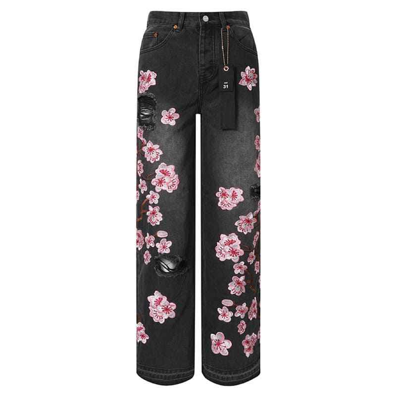 Calça Purple Pink Flowers Jeans