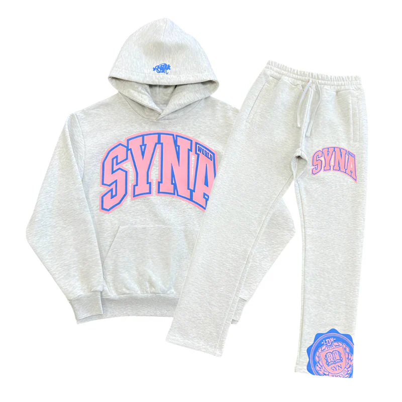 Conjunto Syna World College Logo Cinza/Rosa